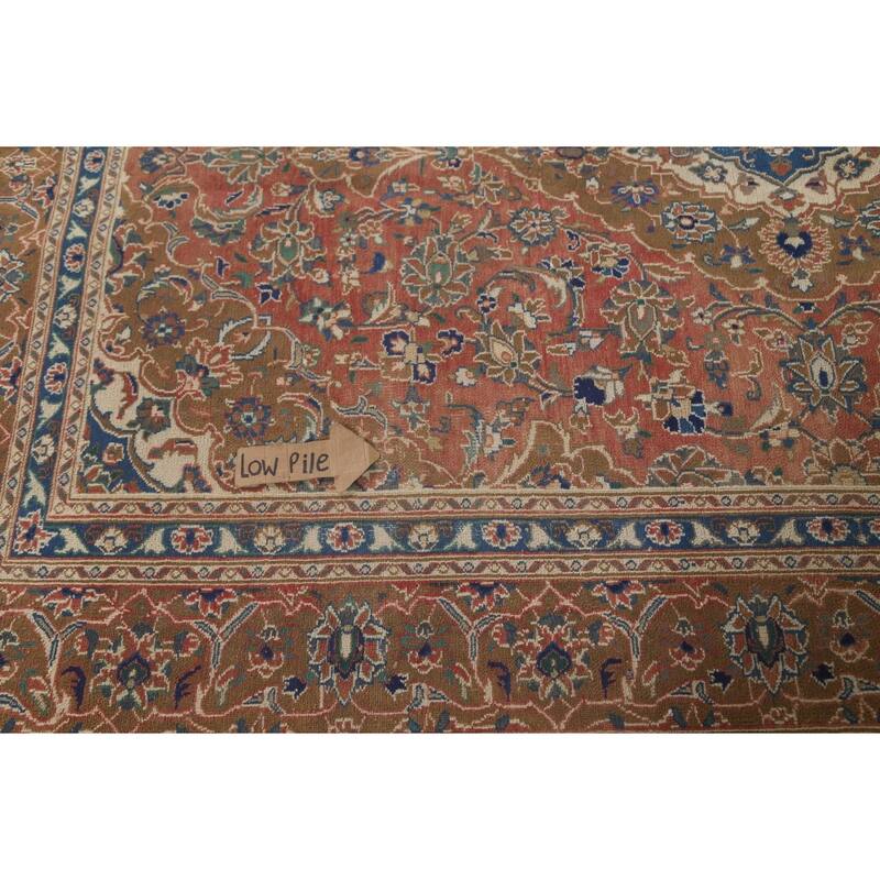 Orange Traditional Mashad Persian Vintage Rug Handmade Wool Carpet - 6'3"x 9'0"