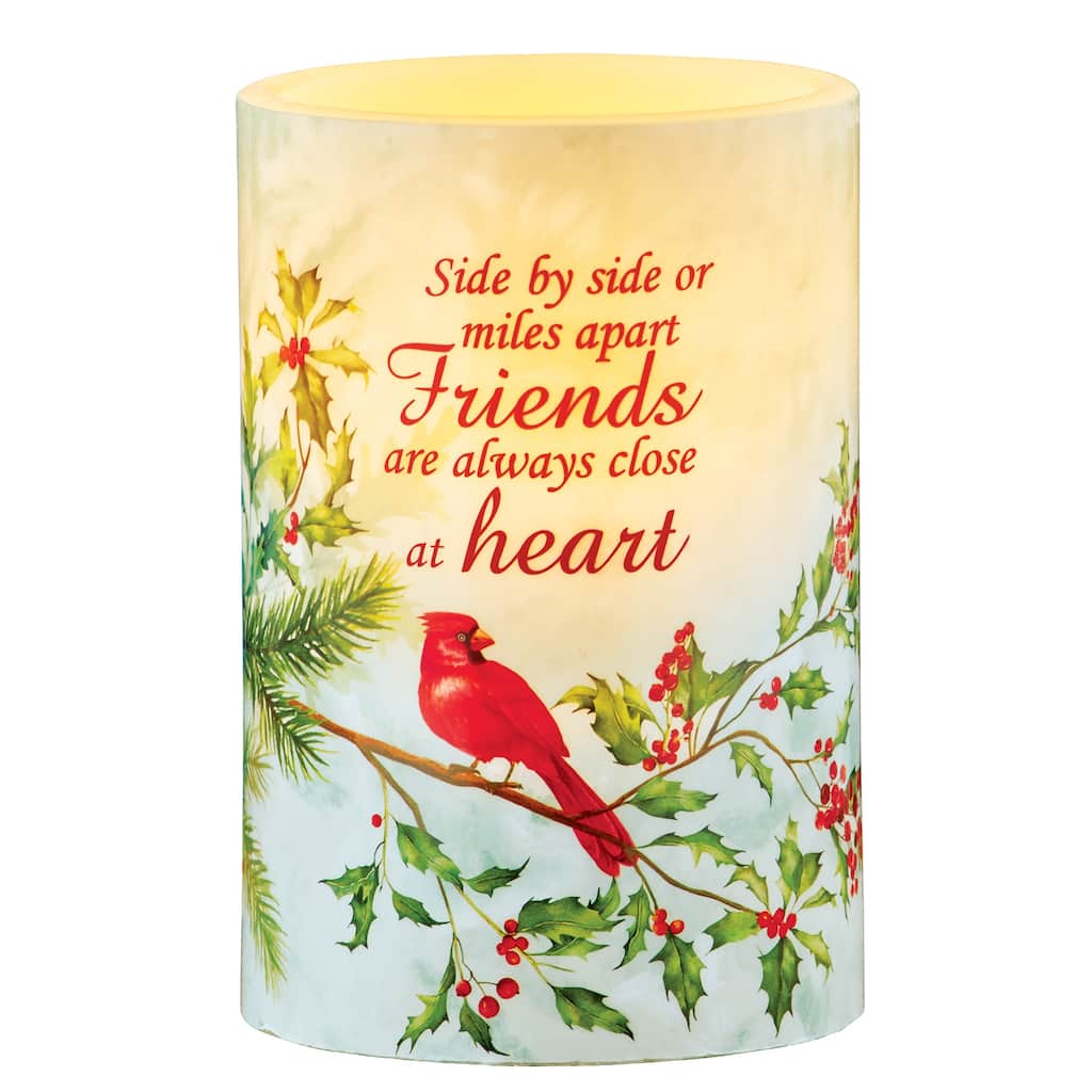 LED Lighted Cardinal Friend Tabletop Candle - 4 x 6 x 4