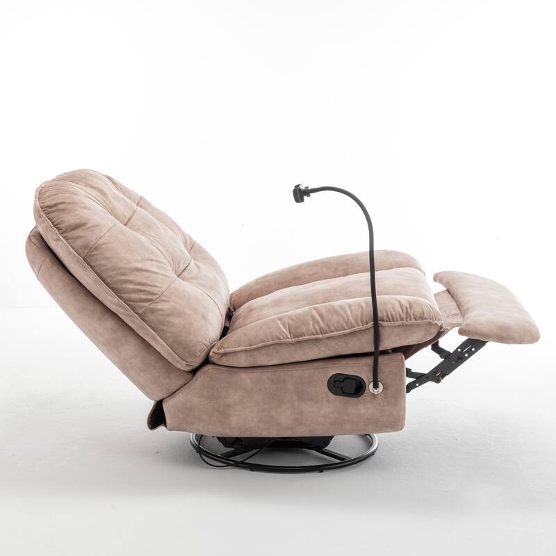 Living Room Recliner,Reclining Lazy Chair,Mobile Phone Holder,Reading Chair,Swivel Gliding Rocking Chair,Gold-Stamped Velvet