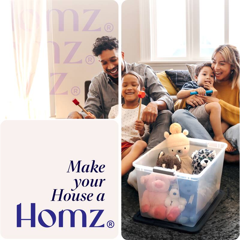 Homz 6610BKTS.10 10 Gallon Durable Molded Plastic Storage Bin with Secure Lid - 1.34