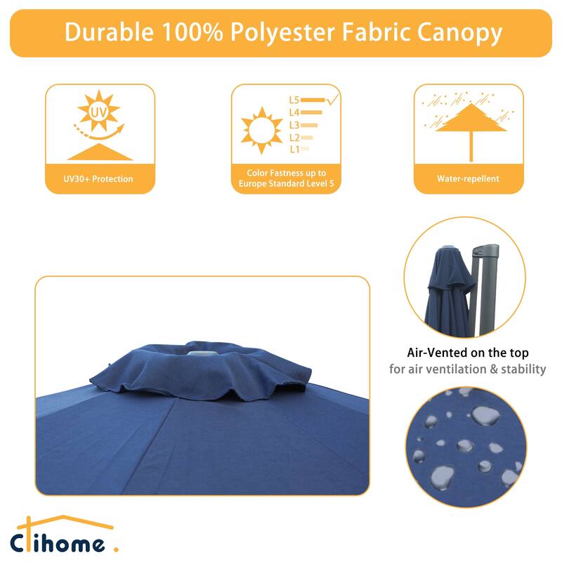Clihome 11Ft Cantilever Umbrella With Crank And Base