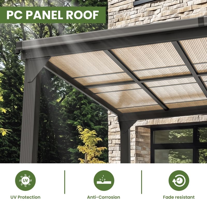 Hardtop Outdoor Gazebo Pergola Aluminum Framed with Sloping Pitched Roof for Garden, Patio, Backyard