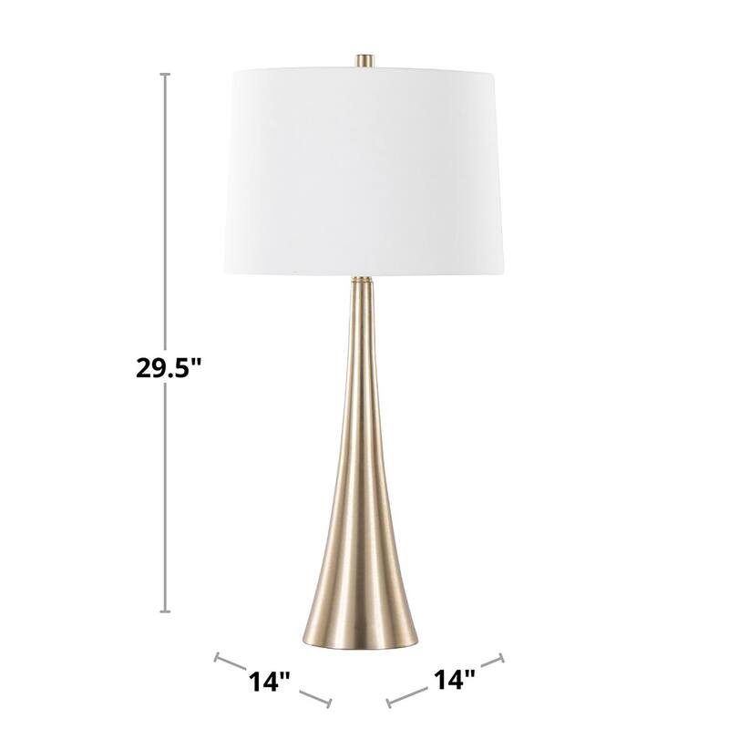 29" Contemporary Metal Table Lamp in Matte Golden Bronze with White Linen Shade from Grandview Gallery, Set of 2