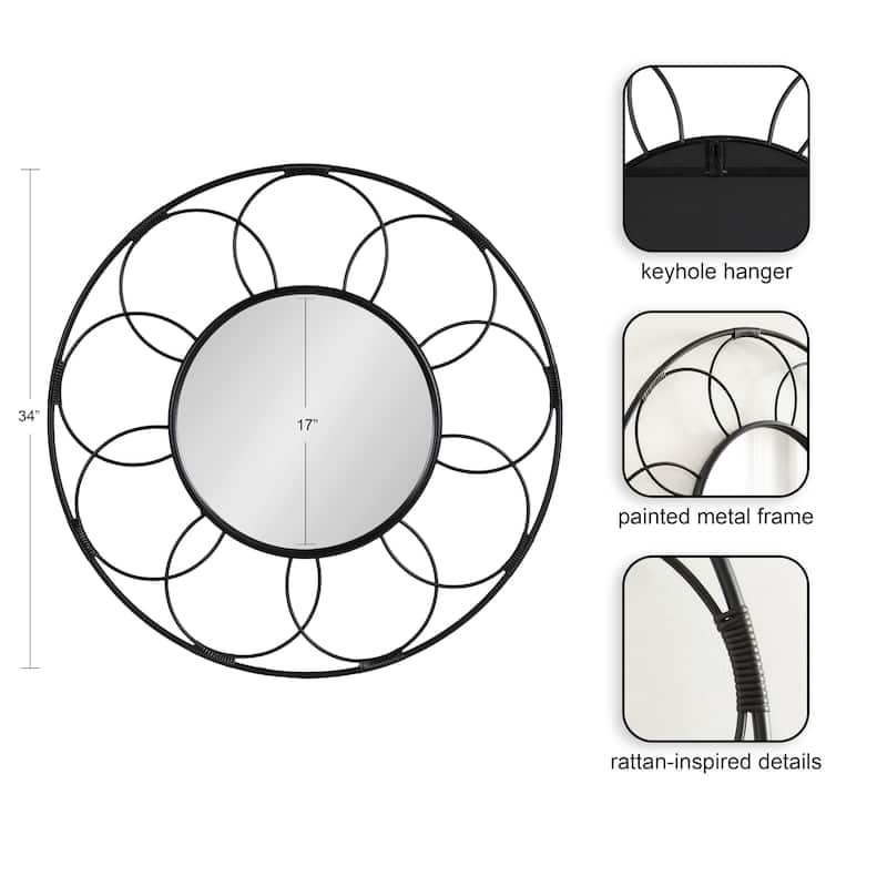 Kate and Laurel Cori Round Rattan Mirror
