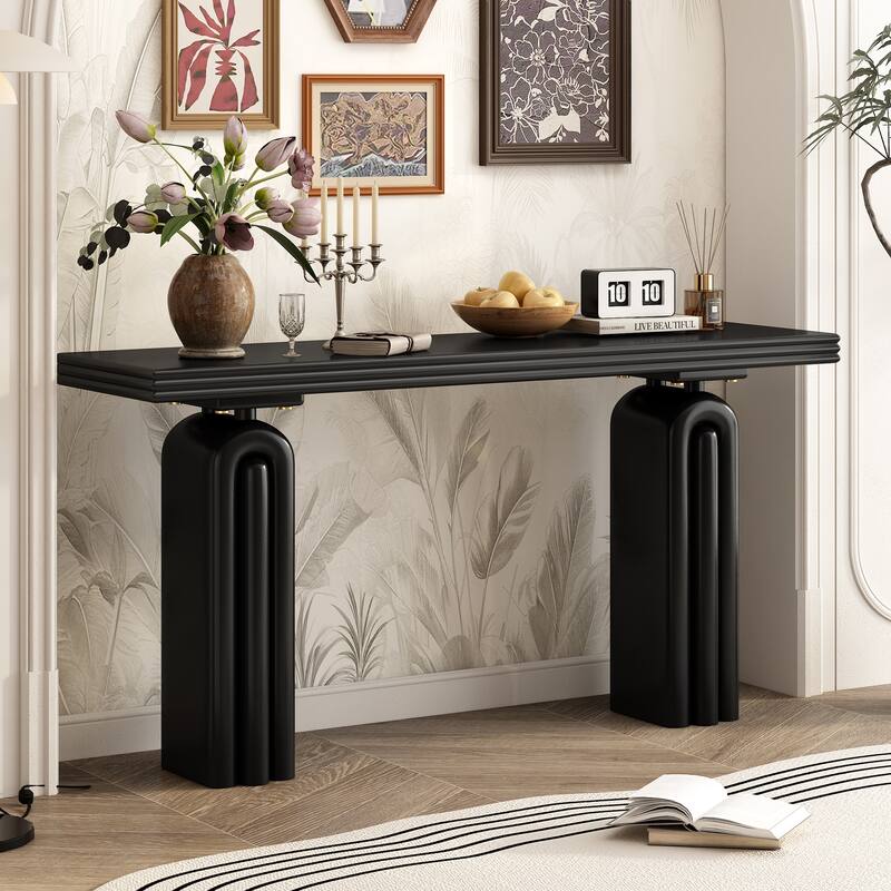 60" Long Console Table Entryway Accent Table for Living Room Hallway - Black