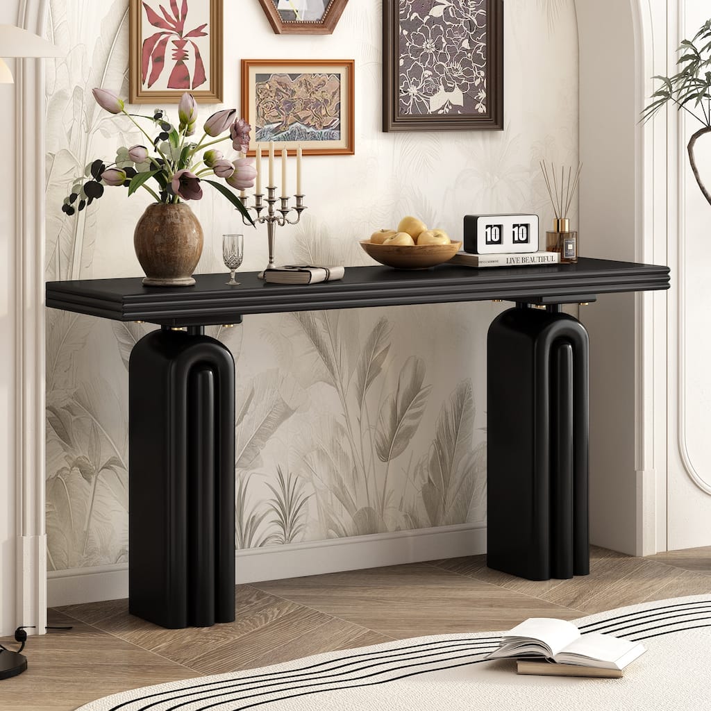 Console Table Hallway Table Corridor Table for Living Room Bedroom, Black Sofa Table Elegant Side Table