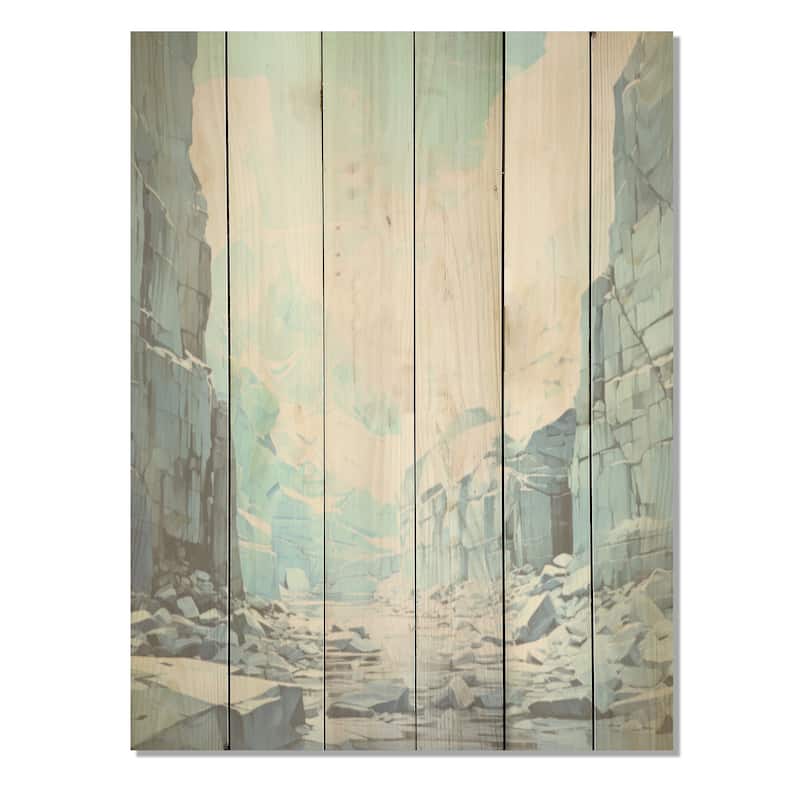 Designart "Winter Glacier Landscape In Canada I" Glacier Wood Wall Decor Country Blue Wood Panel On Natural Pine Wood