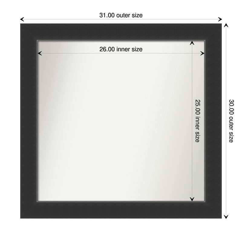 Corvino Black Framed Non-Beveled Custom Wall Mirror, Bathroom Vanity Mirror - Outer Size: 31 x 30