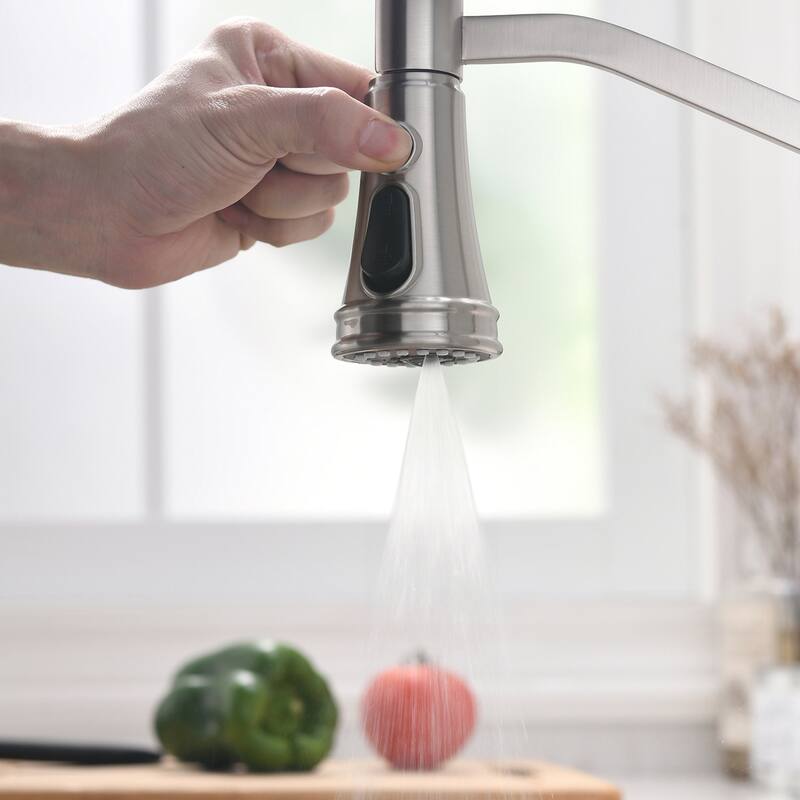 Modern Brushed Nickel Pull-down Single-handle Kitchen Sink Faucet