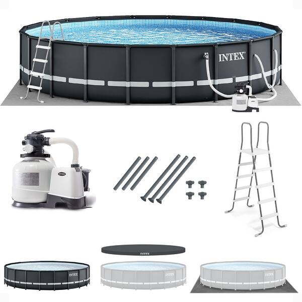 Intex Ultra Frame 26 Foot x 52 Inch Round Above Ground Outdoor Swimming Pool Set - 26 x 26 x 52 inches
