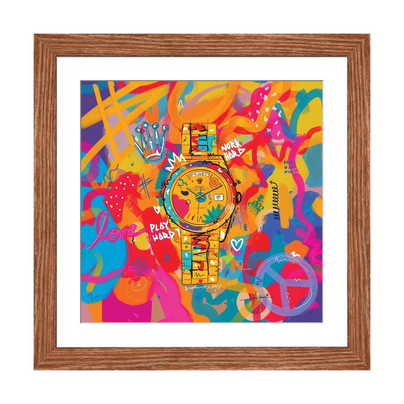 iCanvas "Rolex Friday - Hustle Hard (Square)" by NUWARHOL - Walnut - 24x24x1