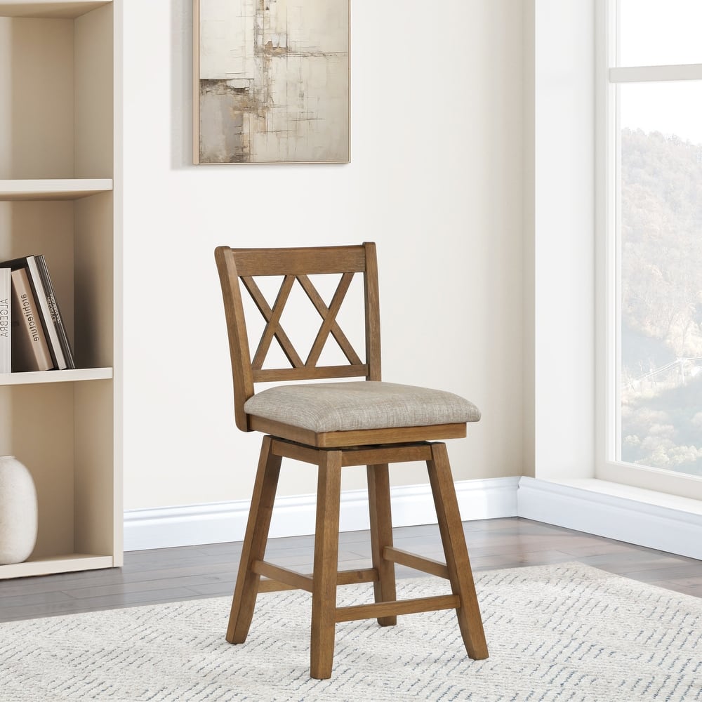 Brookline Wooden Linen Swivel Dining Room Barstool