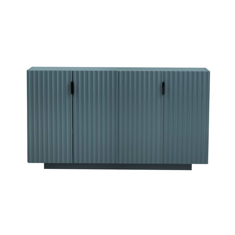 4 Wavy Doors Ample Storage Space Sideboard with Adjustable Shelves and Retro Copper Handles for Dining Room and Living Room