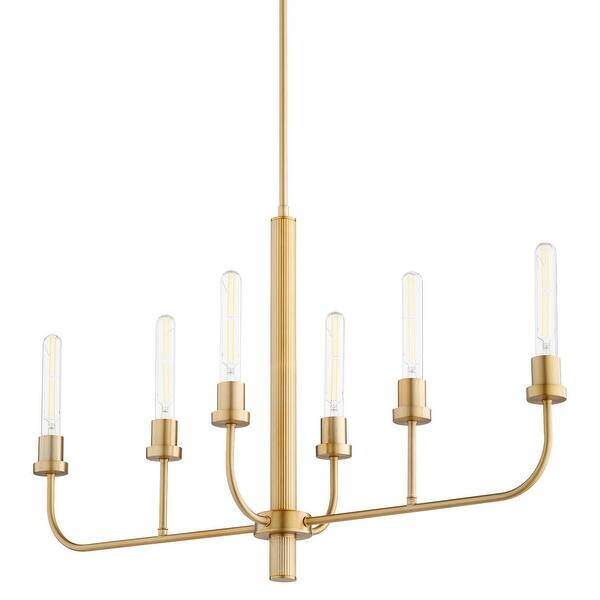 slide 2 of 3, Quorum International 622-6 Sheridan 6 Light 35" Wide Linear Chandelier Aged Brass