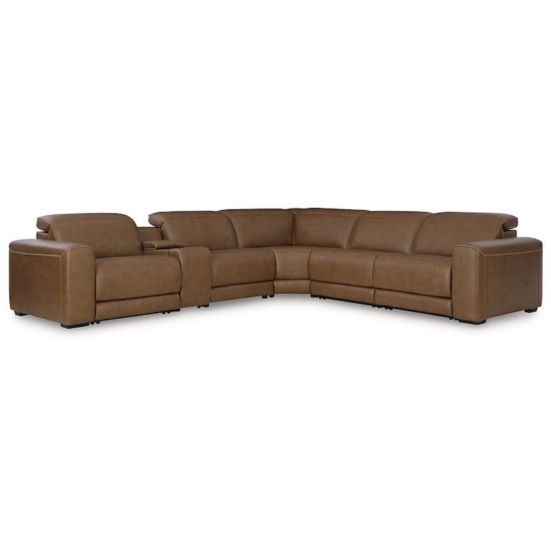 Signature Design by Ashley Rally-Up Brown 6-Piece Power Reclining Sectional with Console - 155" W x 142" D x 34" H