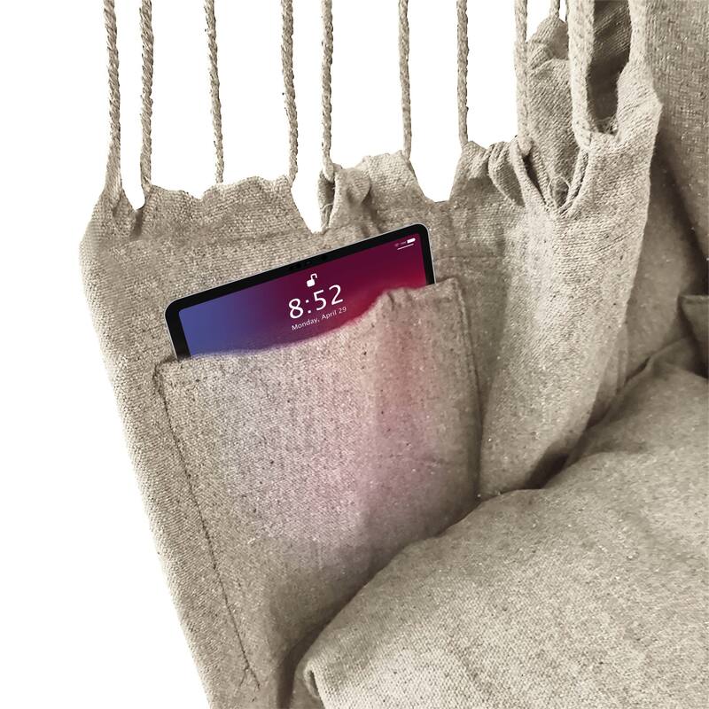 ALEKO Patio Hanging Rope Swing Hammock Chair Side Pocket Supports up to 440 lbs