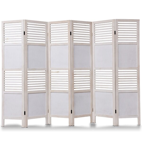 Shop Costway 6 Panel White Room Divider Wood Folding ...