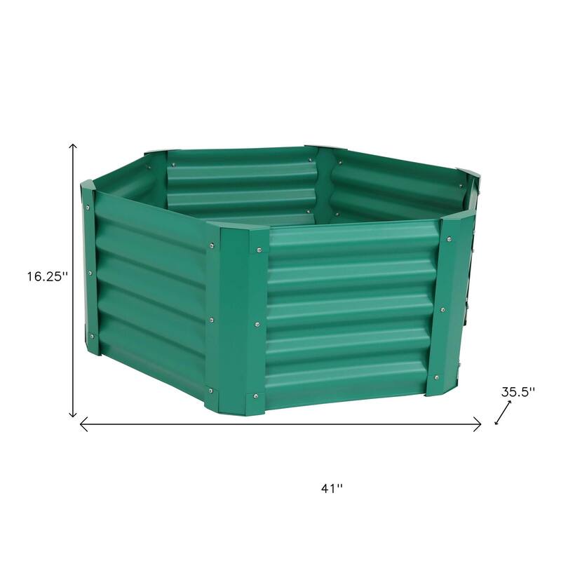 HomeRoots 16" X 41" Green Steel Hexagon Planter Box
