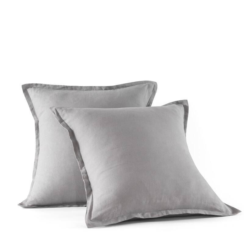WHOLINENS Stone Washed French Linen European Pillow Shams 2 Pcs 26x26 Inches