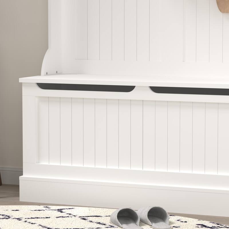 Modern Style Coat Rack,Entryway Bench Standing, Hall Tree with Shoe Storage, Entryway Organizer with 5 Hooks