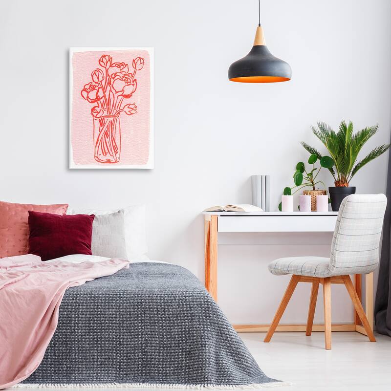 Stupell Outlined Peony Vase Canvas Wall Art Design By Hannah Moren