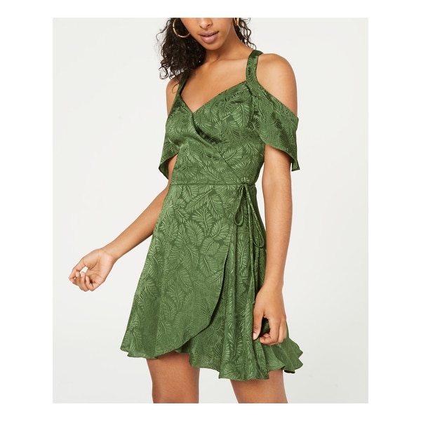 short sleeve faux wrap dress