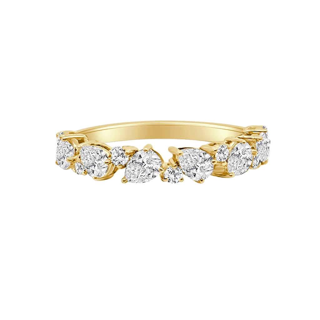 Auriya 14k Gold Lab Grown Pear and Round Diamond Scatter Band 0.96 ct. tw. (F-G, VS)