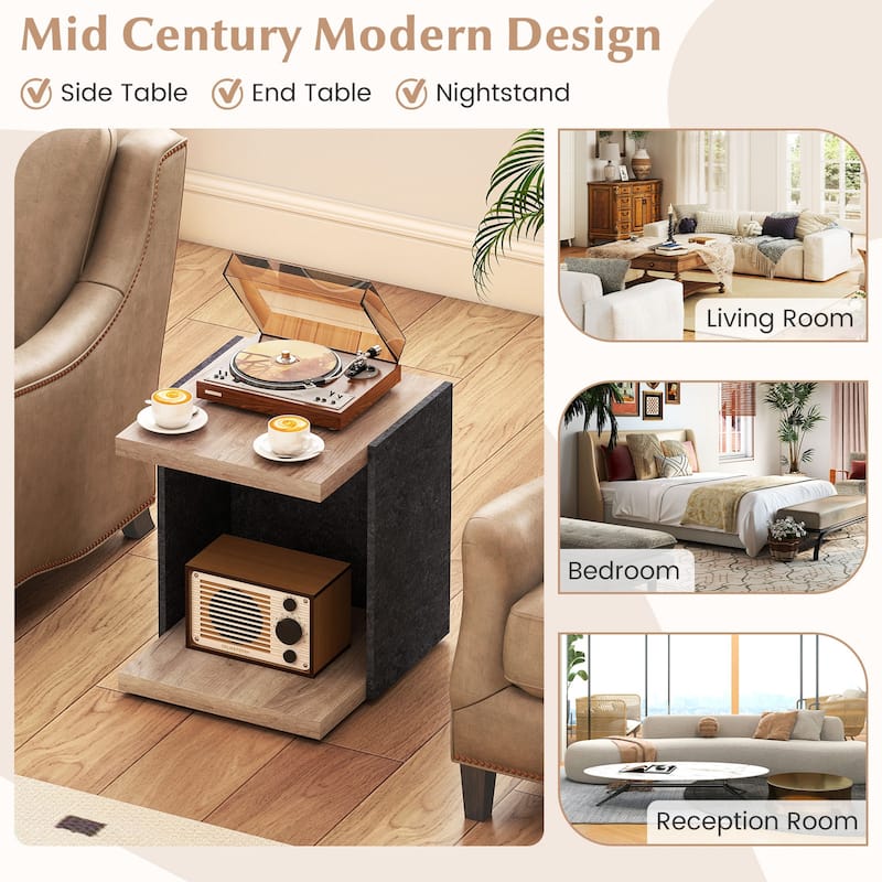 Costway 2-Tier Sofa Side Table set of 1/2 with Open Storage Shelf
