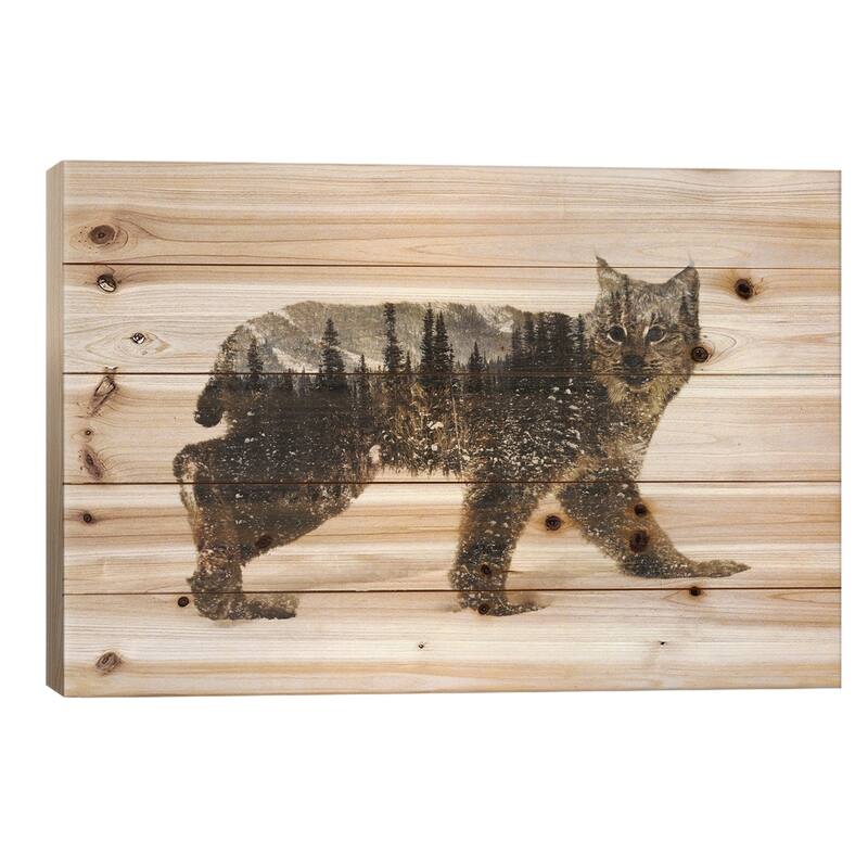 Lynx II Print On Wood by Andreas Lie - Multi-Color - 26x40x1.5
