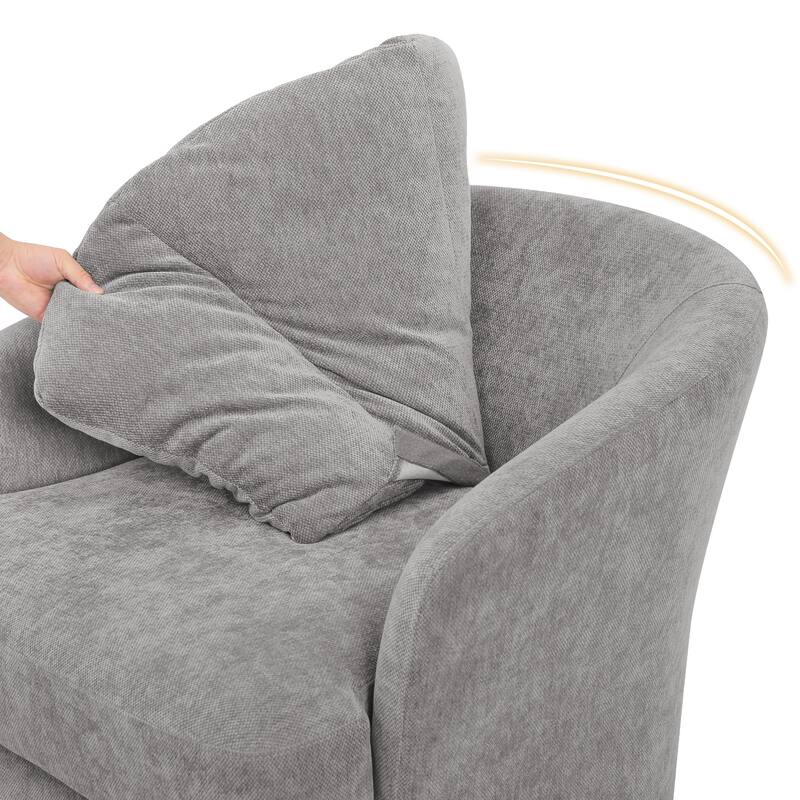 LUE BONA Oversized Swivel Accent Chair, Modern Barrel Chair with Double Cushion Set of 2 - N/A