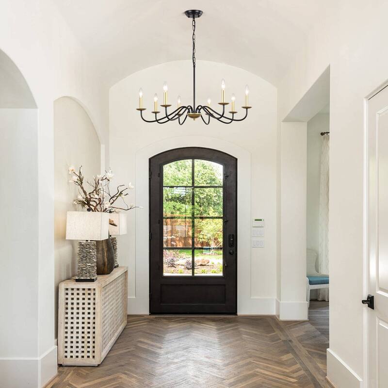 8-Light Farmhouse Candle Chandelier for Bedroom, Kitchen, Living Room and Foyer