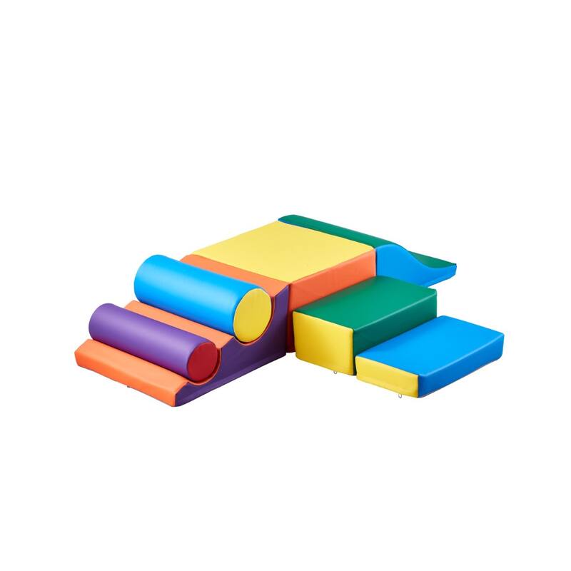 Multi Color Foam Climbing Blocks Set, 7 Piece PU Leather, Educational and Safe - N/A