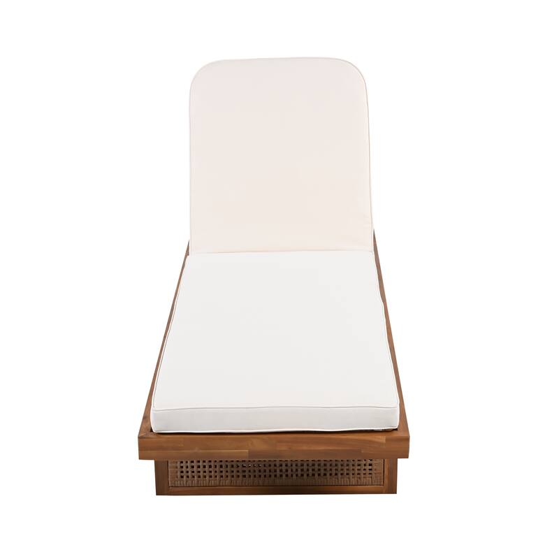 Christopher Knight Home - Alarice Acacia Wood Reclining Outdoor Lounge Chair with PE Rattan Accents and Plush Cushion