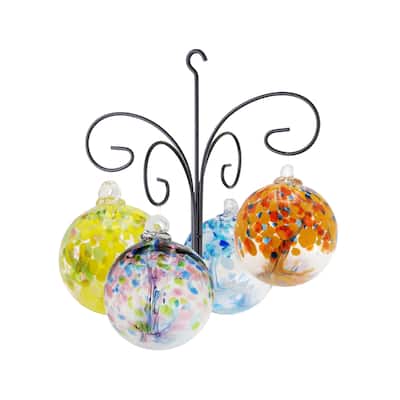 Tree Of Life 4 6In Hand Blown Glass Balls With Hanger