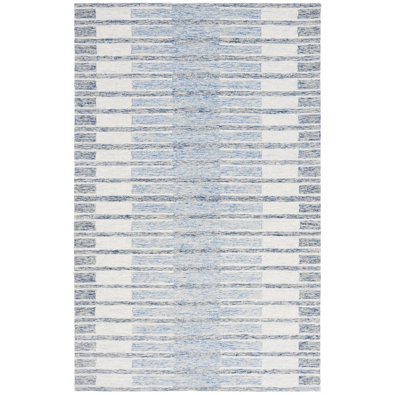 SAFAVIEH Handmade Ebony Annedorte Modern & Contemporary Wool Rug - 3' x 5' - Ivory/Blue