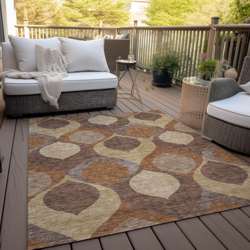 Machine Washable Indoor/ Outdoor Chantille Contemporary Geo Rug
