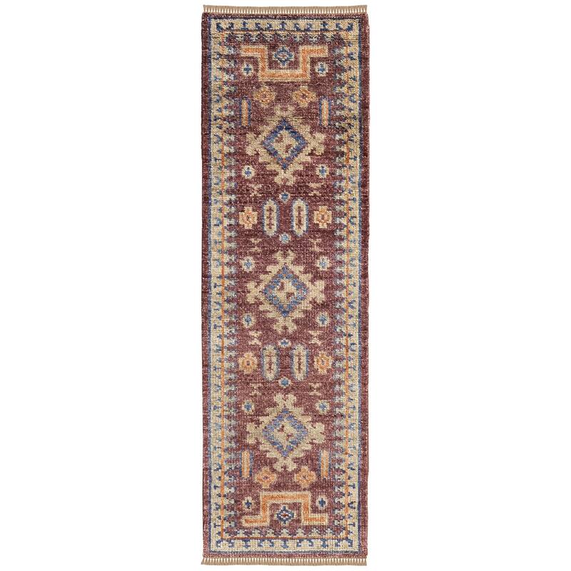 Foxboro R6929 Geometric Traditional Area Rug - 2'6" x 10' - Red/Green/Blue