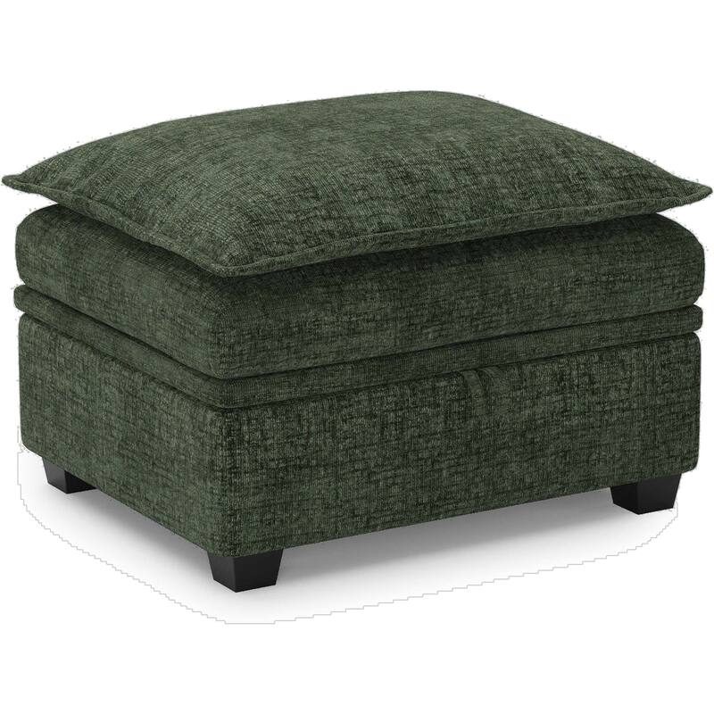 HomeRoots 30" Gray and Black Chenille Storage Ottoman