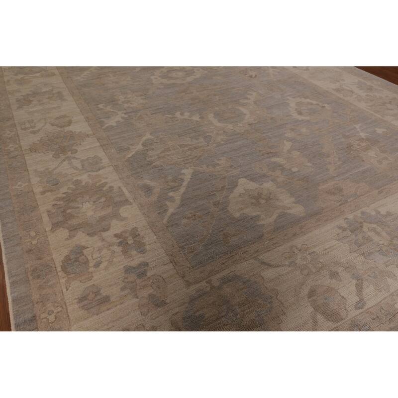 Gray Oushak Vegetable Dye Large Area Rug Handmade Wool Carpet - 10'4" x 13'10"