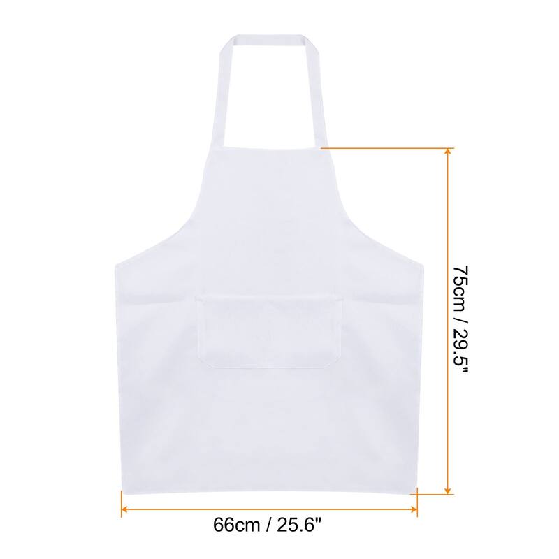 3pcs Kitchen Cooking Aprons 75x65cm Polyester Art Apron - 75cmx65cm - White