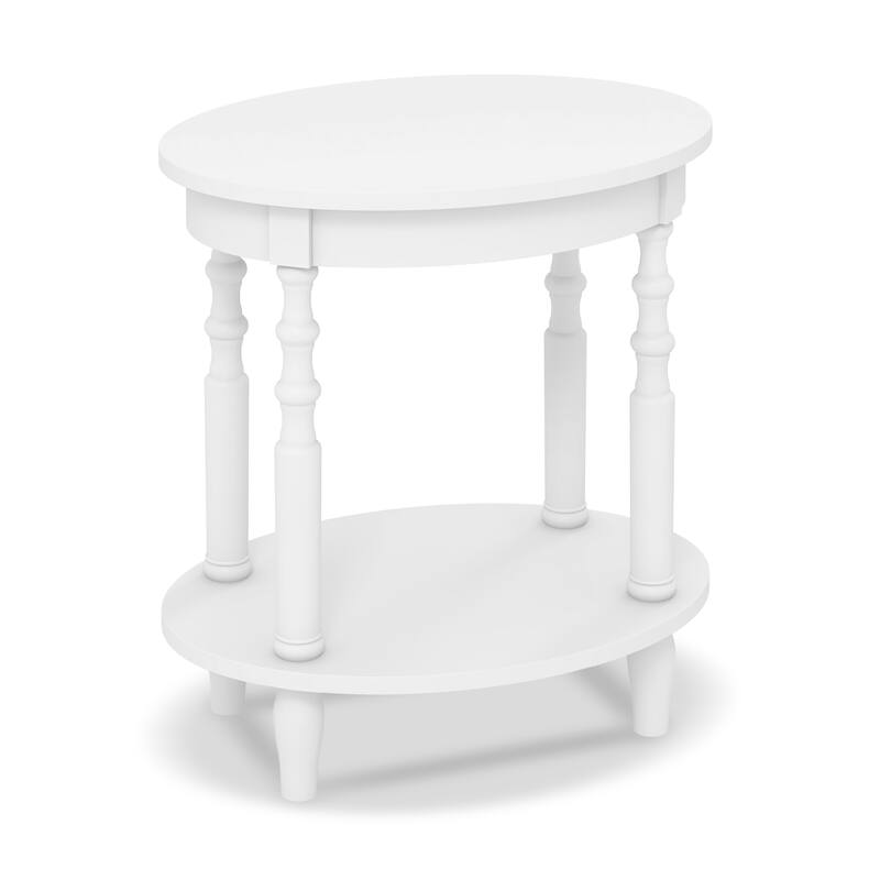 Gymax 2-Tier End Table Oval Compact Sofa Side Nightstand w/ Storage