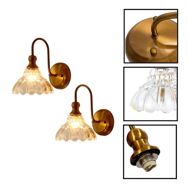 2 Pack wall sconce gold lights in walls iron bathroom with sconces