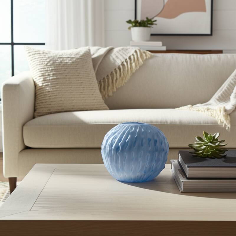 Glass Vase Ribbed Abstract Pattern for Flower Arrangement Home Decor