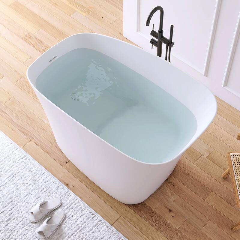 MEDUNJESS 51'' Freestanding Bathtub Solid Surface Soaking Tub