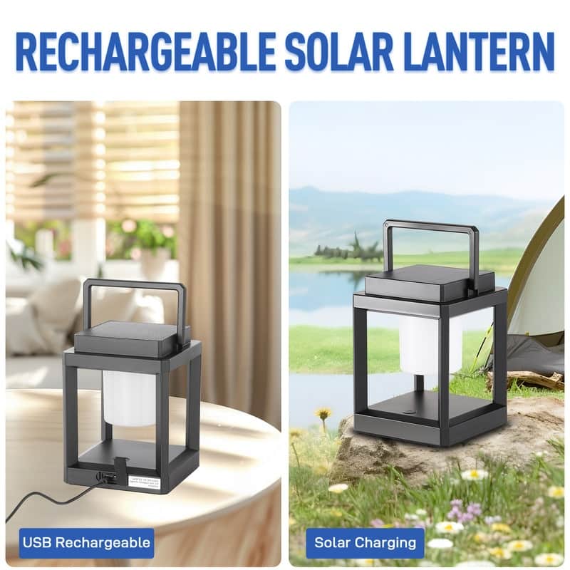 7.4" Outdoor Solar Lantern With LED Light Battery Powered, Durable & Stylish