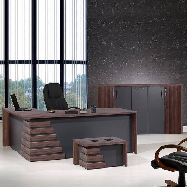 Shop Atlas 71 3 Piece L Shaped Desk Office Furniture Set Overstock 28892298