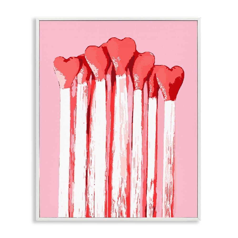 Stupell Pastel Pink Heart Matches Framed Giclee Art Design By Lil' Rue