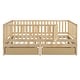preview thumbnail 79 of 118, Wood Cribs Convertible Toddler Bed with Fence Guardrails and 2 Drawers Split into Independent Floor Bed and Daybed Slat Support