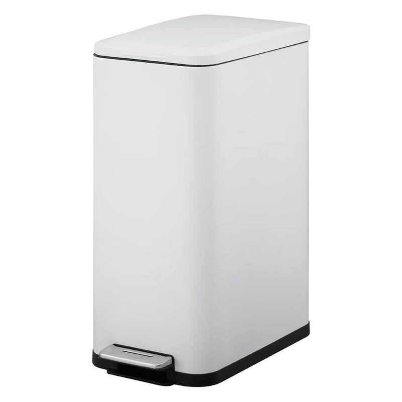 13.2 Gallon Slim Trash Can with Lid Soft Close for Bedroom, Office, Kitchen - White
