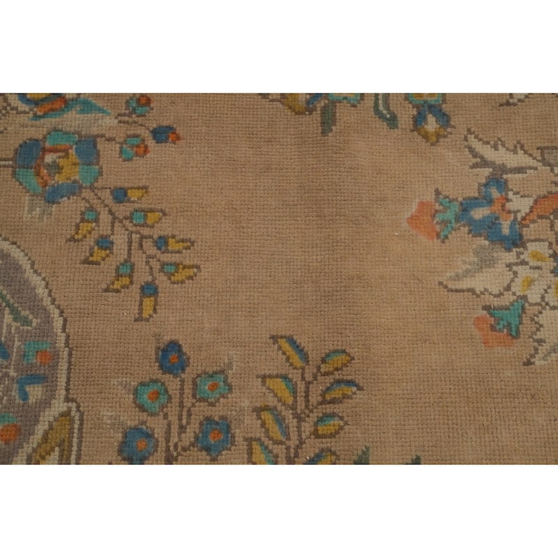 Hand Knotted Oriental 100% Wool Carpet Traditional Floral Brown Tabriz Area Rug - 12' 4'' X 9' 8''